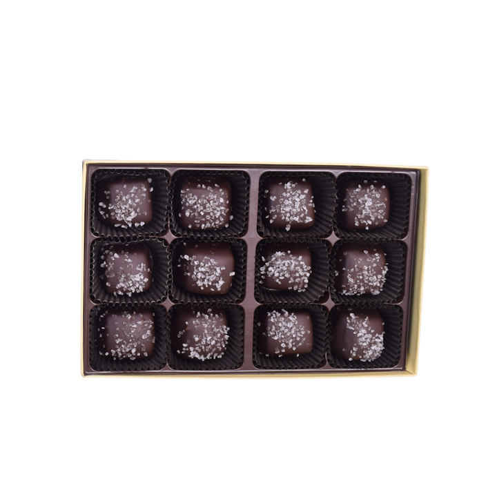 Dark Chocolate Sea Salt Caramels - 12 Piece